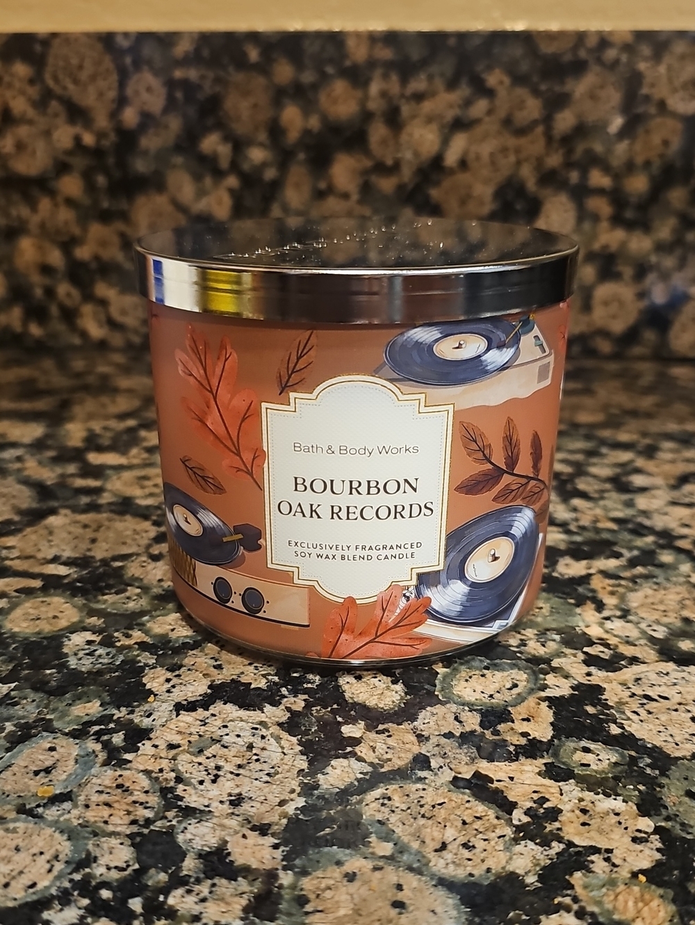 Bath & Body Works Bourbon Oak Records Scented 3 Wick Candle